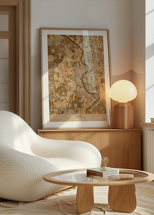 Sepia-Vintage-Karte von Köln, Deutschland (NEU)