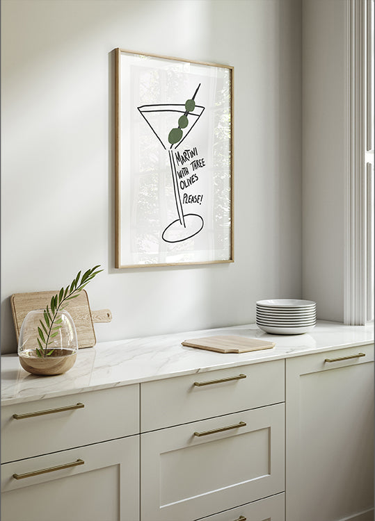 Olive Trio Martini Poster