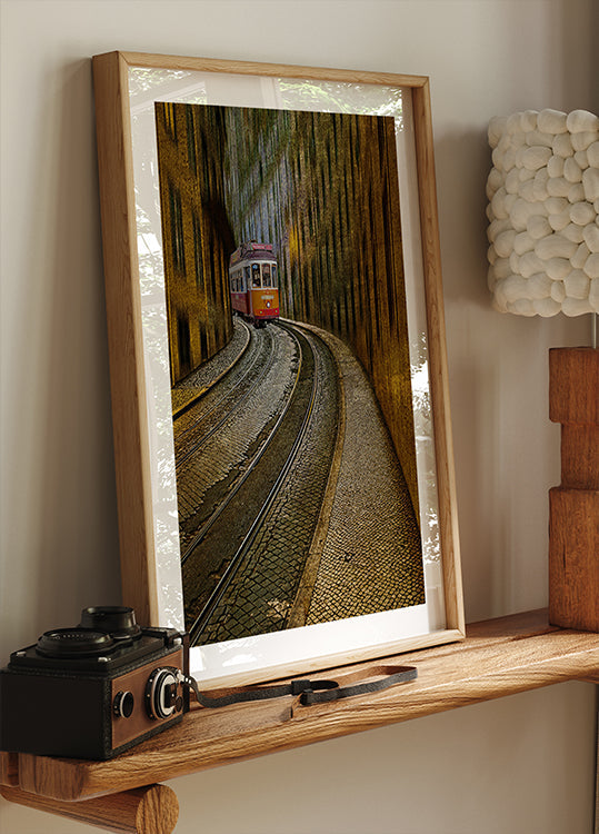 Eisenbahn mit Straßenbahn Poster