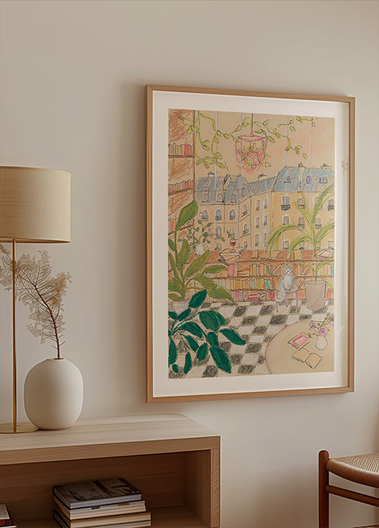 Antikes Pariser Buchladen-Katzenplakat