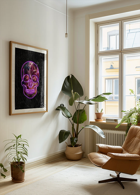 Neon-Halloween-Schädel-Poster