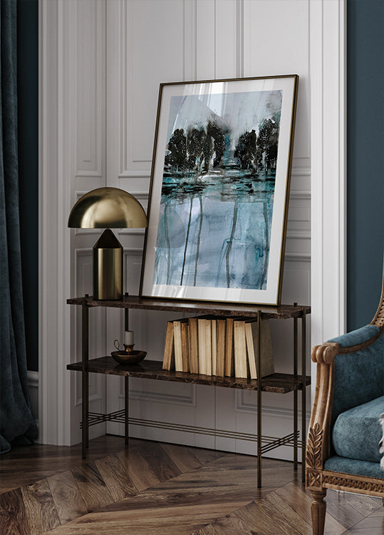 Bäume spiegeln sich im Wasser Poster