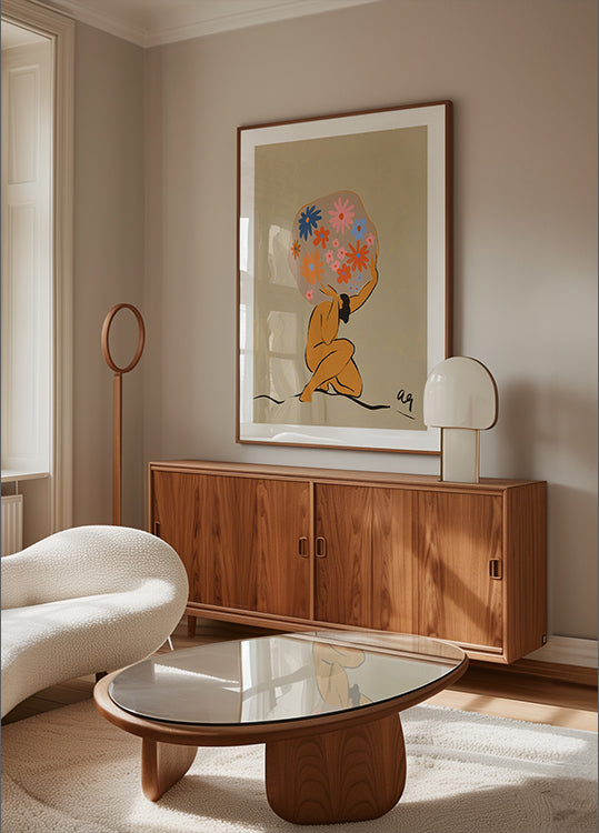 Poster „Welt auf ihren Schultern“.