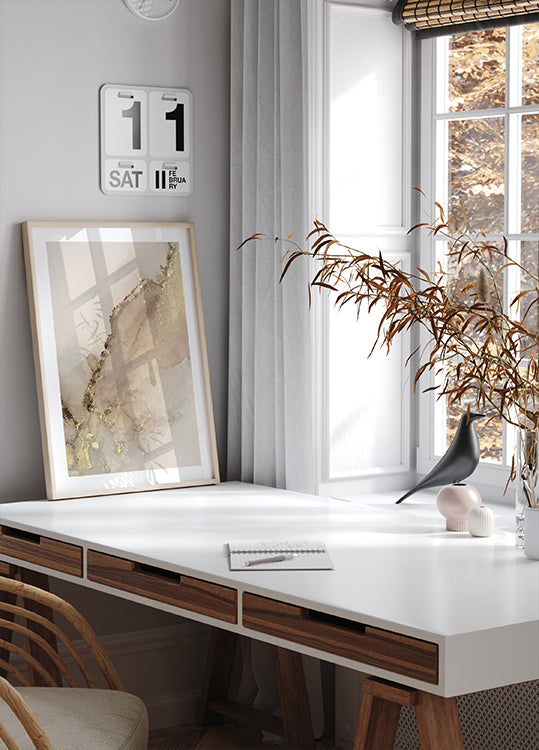 Poster Abstraktes Goldspritzen 
