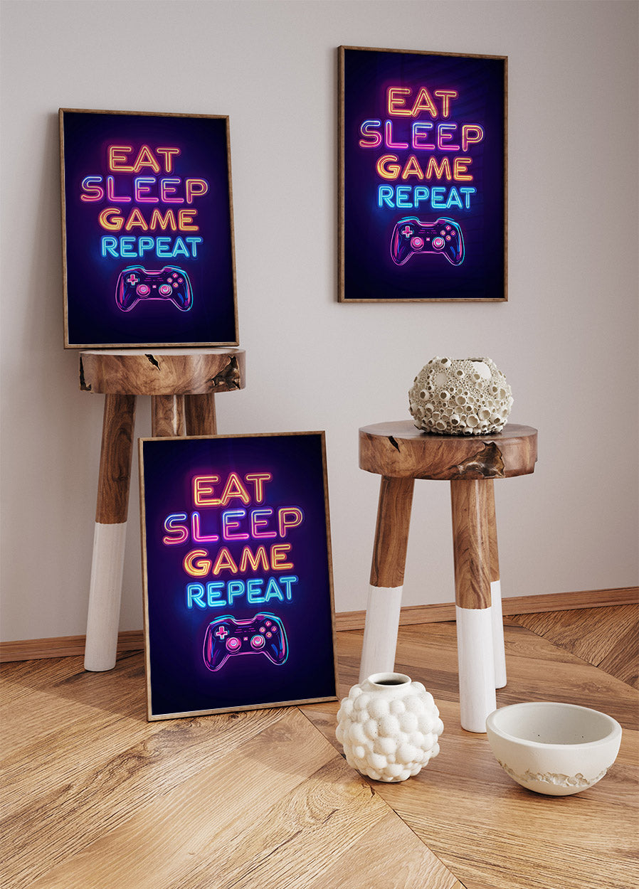 Eat Sleep Spiel wiederholen Poster 