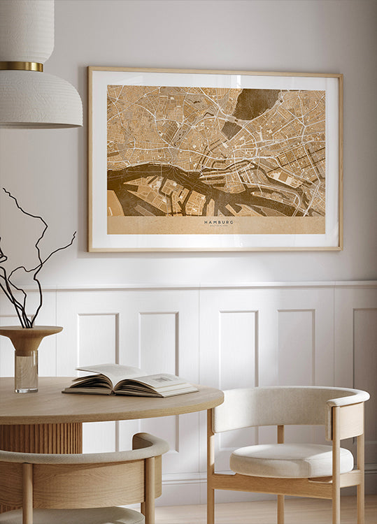 Sepia-Vintage-Karte der Hamburger Innenstadt (NEU)