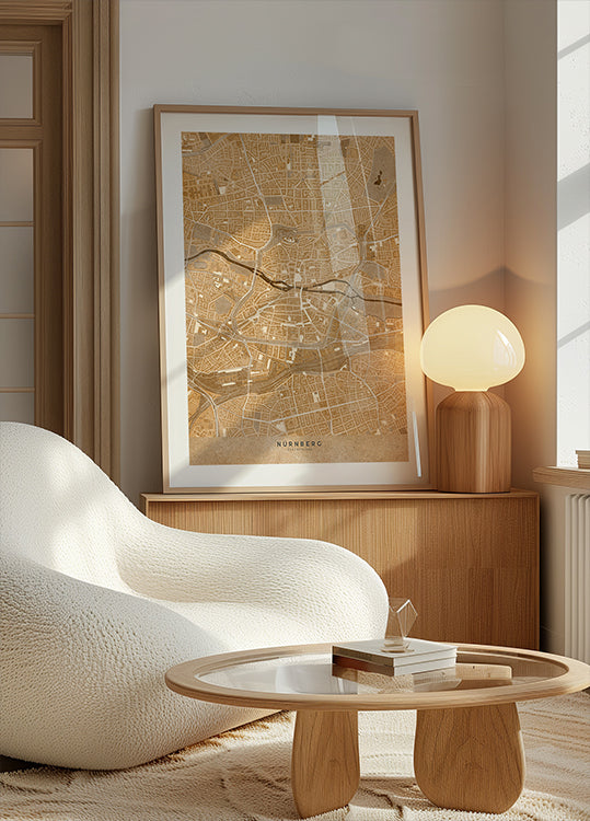 Sepia-Vintage-Karte der Nürnberger Innenstadt (NEU)