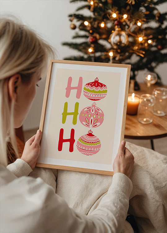 HoHoHo Fröhliches kleines Weihnachtsillustrationsplakat