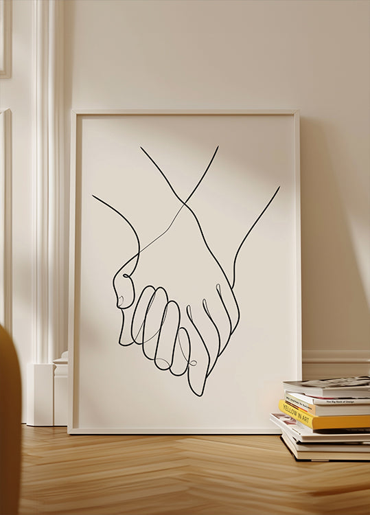 Händchen haltendes Linienplakat
