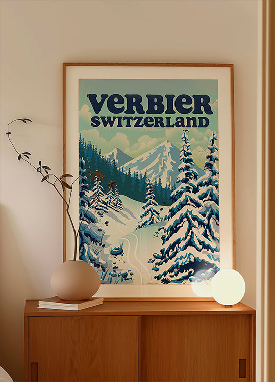 Verbier Schweiz Ski Poster (NEU)