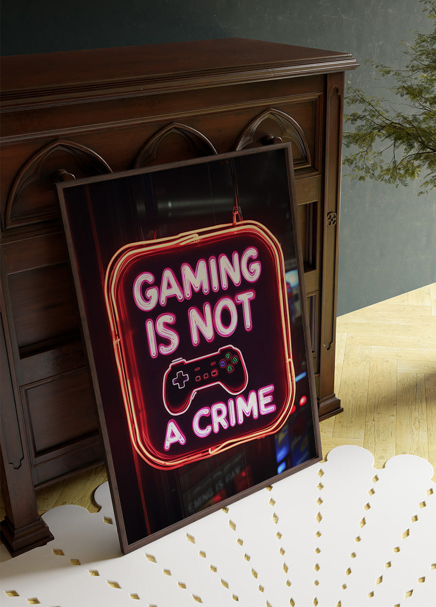 Gaming ist kein Verbrechen, Neon-Gamer-Zitat Poster 