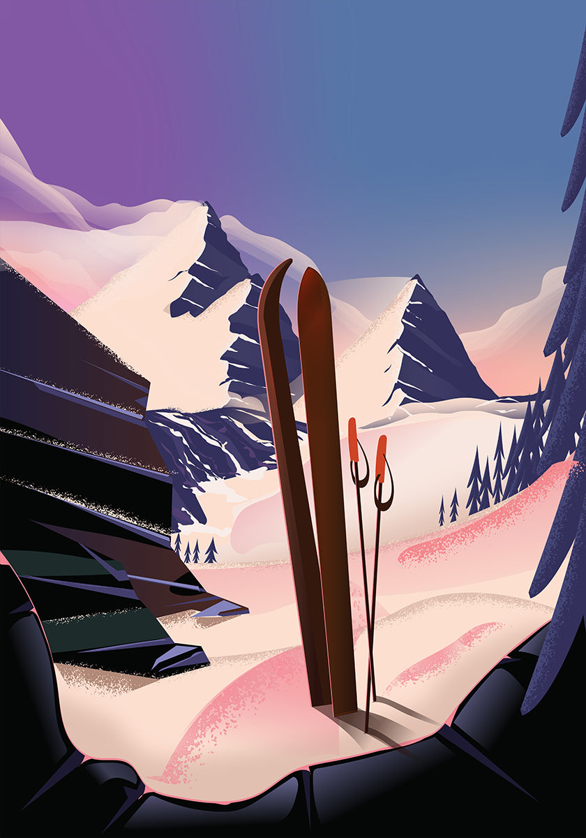 Ski Travel Poster Plakat - Posterbox