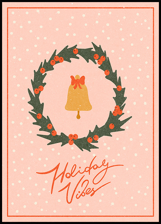 Christmas wreath with bell and bow Plakat - Posterbox