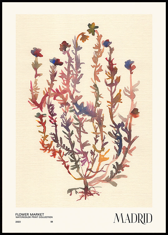 Watercolor print collection. Flower market - Madrid - Posterbox