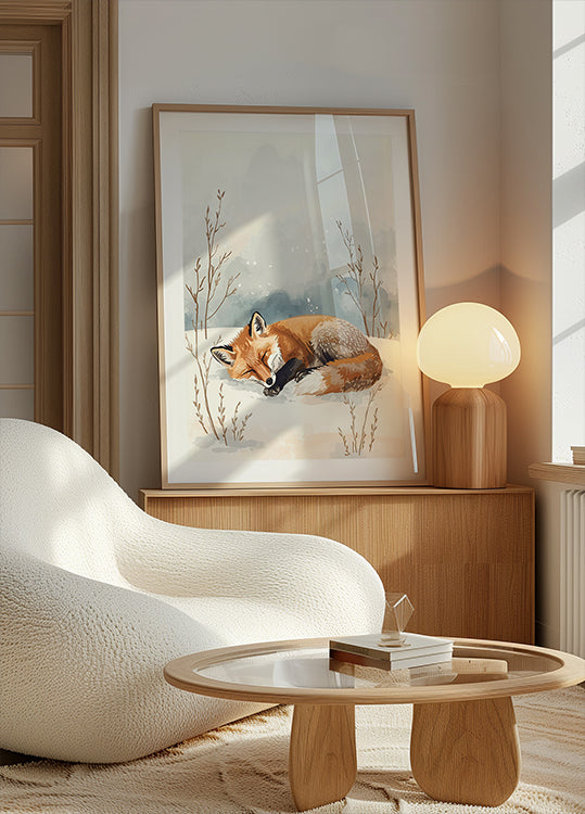 Schlafender Fuchs im Schnee Plakat - Posterbox