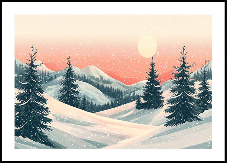 Snowy Winter Christmas Landscape Plakat - Posterbox