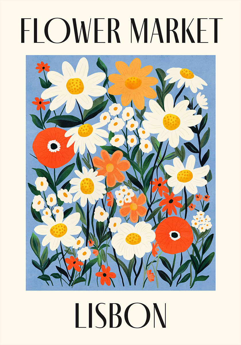 Blumenmarkt Lissabon Portugal Poster