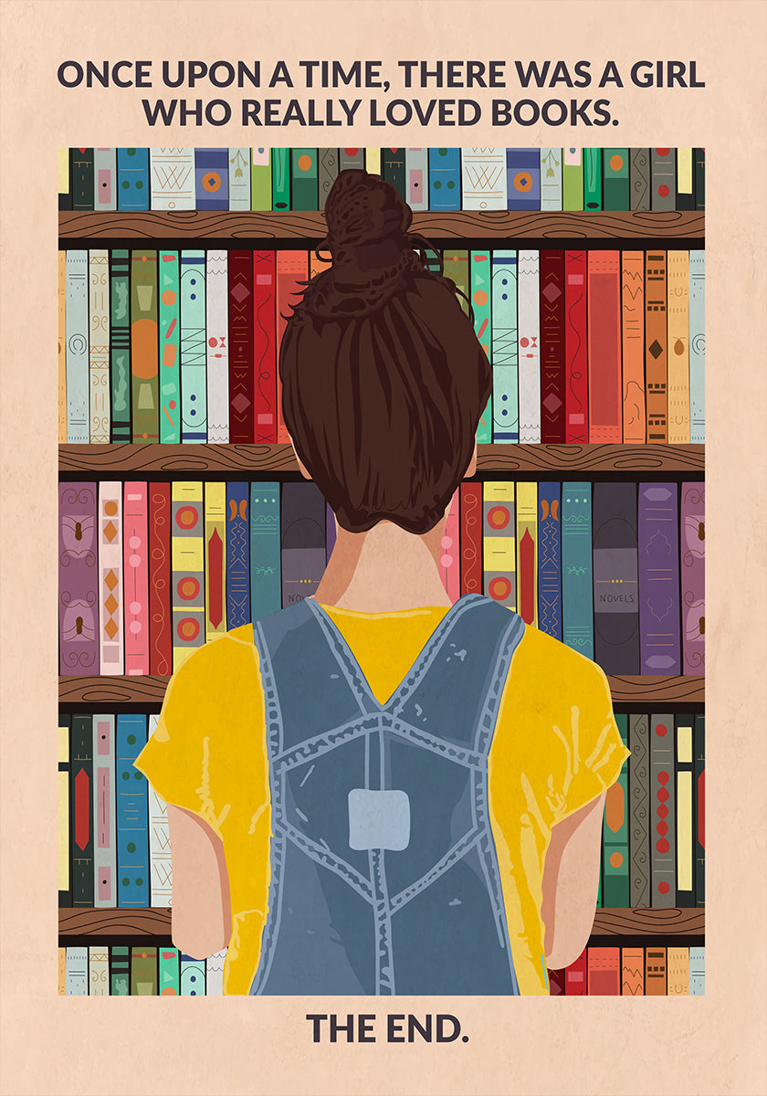 Buchmädchen (brünett) Poster