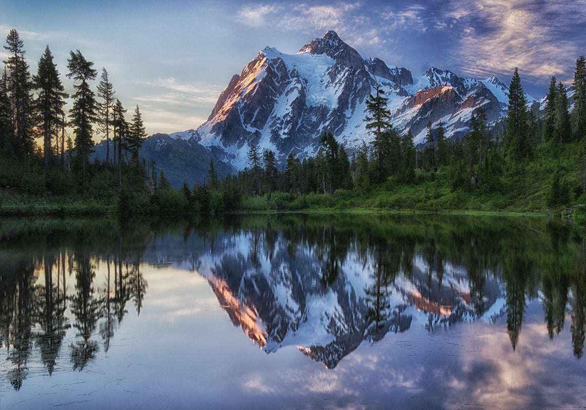 Sonnenaufgang auf dem Berg Shuksan Poster