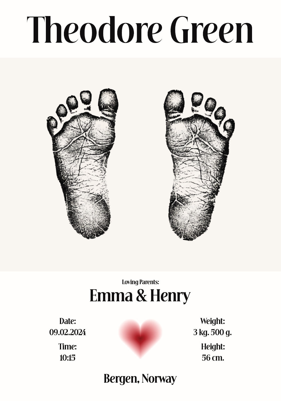 Baby Footprint Personalized Plakat - Posterbox