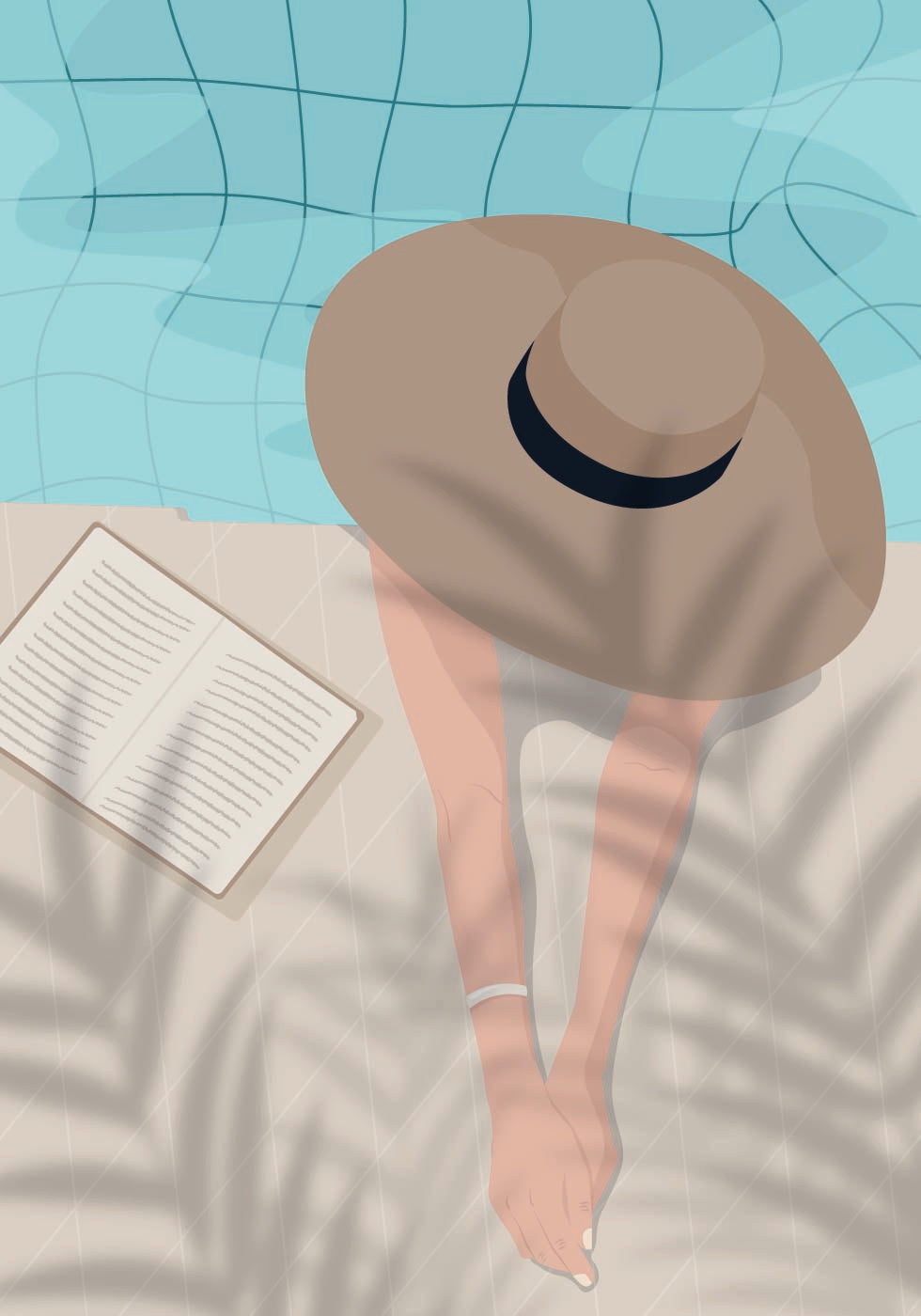 Enjoy the Moment 2, Summer Poolside with Book and Hat Plakat - Posterbox