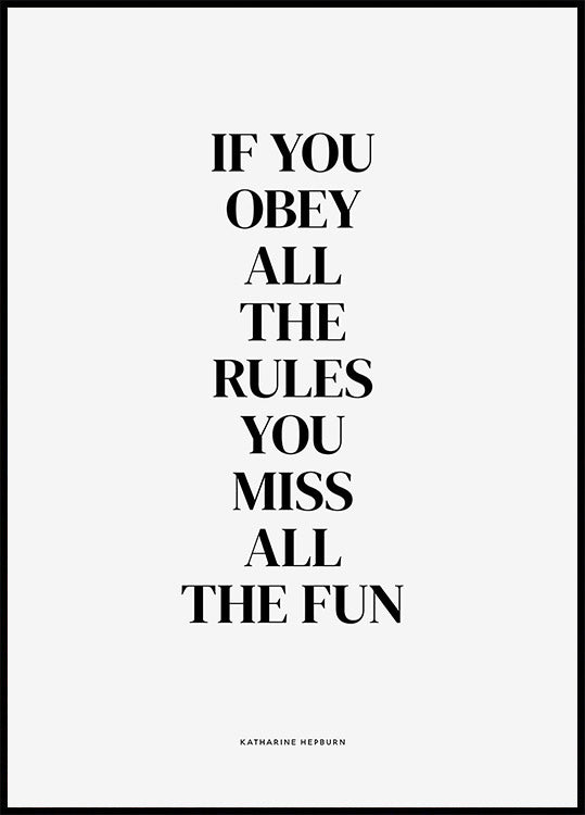 If You Obey All The Rules You Miss All The Fun Plakat - Posterbox.dk