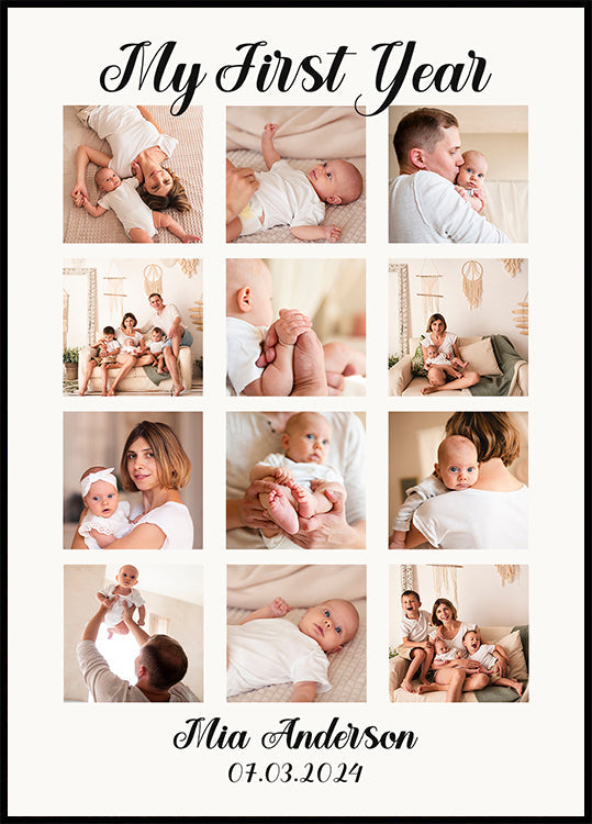 My First Year Personalized Baby Plakat - Posterbox