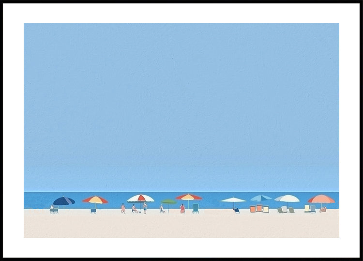 Umbrellas on the Shore Plakat - Posterbox.dk