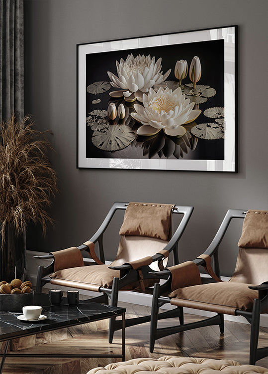 White Lotus Flowers Plakat - Posterbox.dk