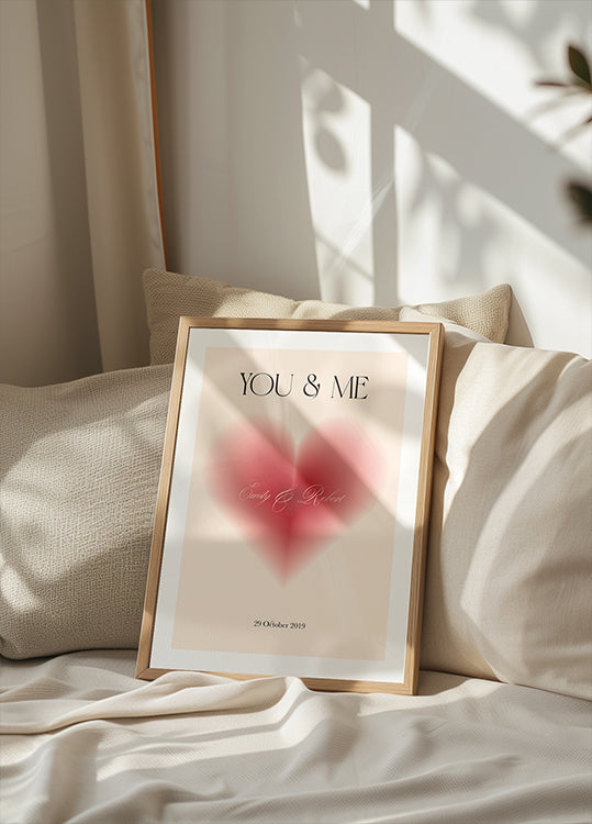 You & Me, Romantic Heart, Personalized Love print Plakat - Posterbox.dk