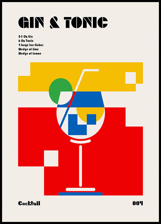 Gin &amp; Tonic Bauhaus Cocktail - Posterbox