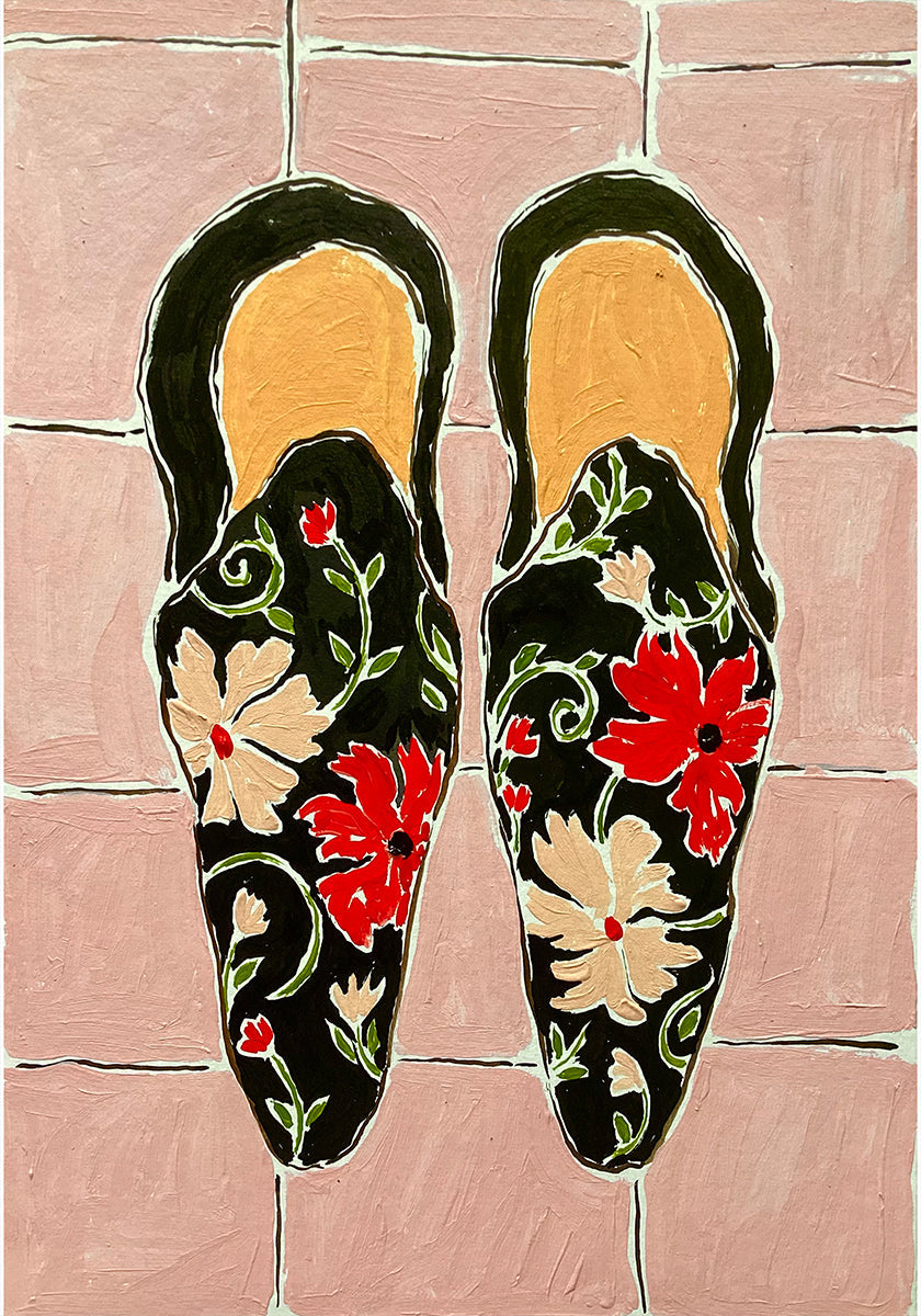 Black Shoes On Pink Tiles Plakat - Posterbox