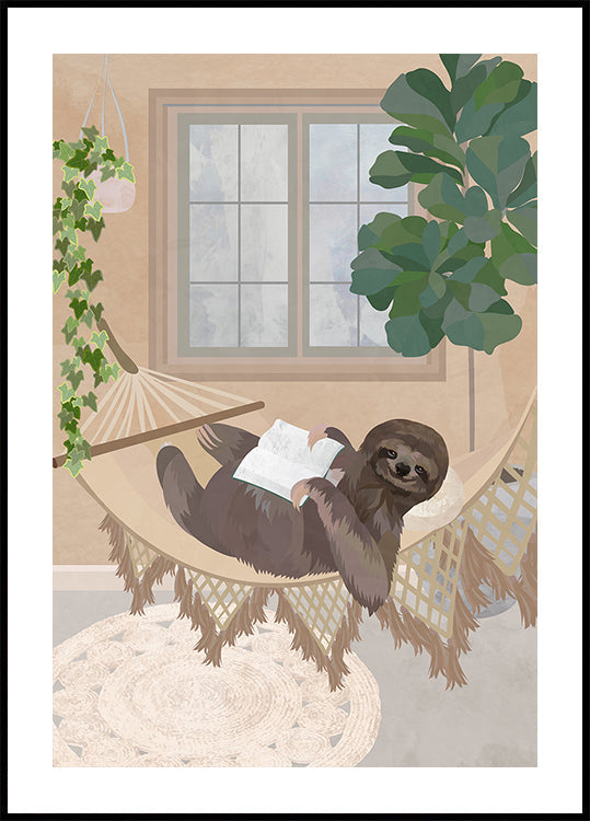 Lazy sloth in hammock Plakat - Posterbox