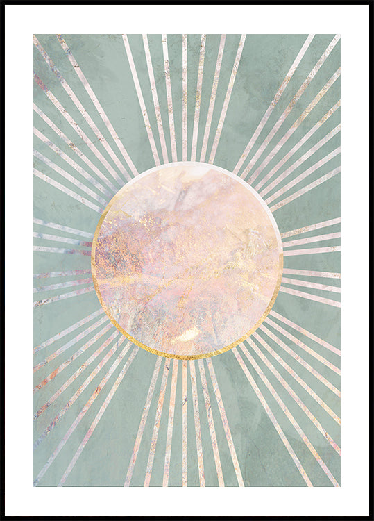 Sage Green Boho Sun Rays Plakat - Posterbox