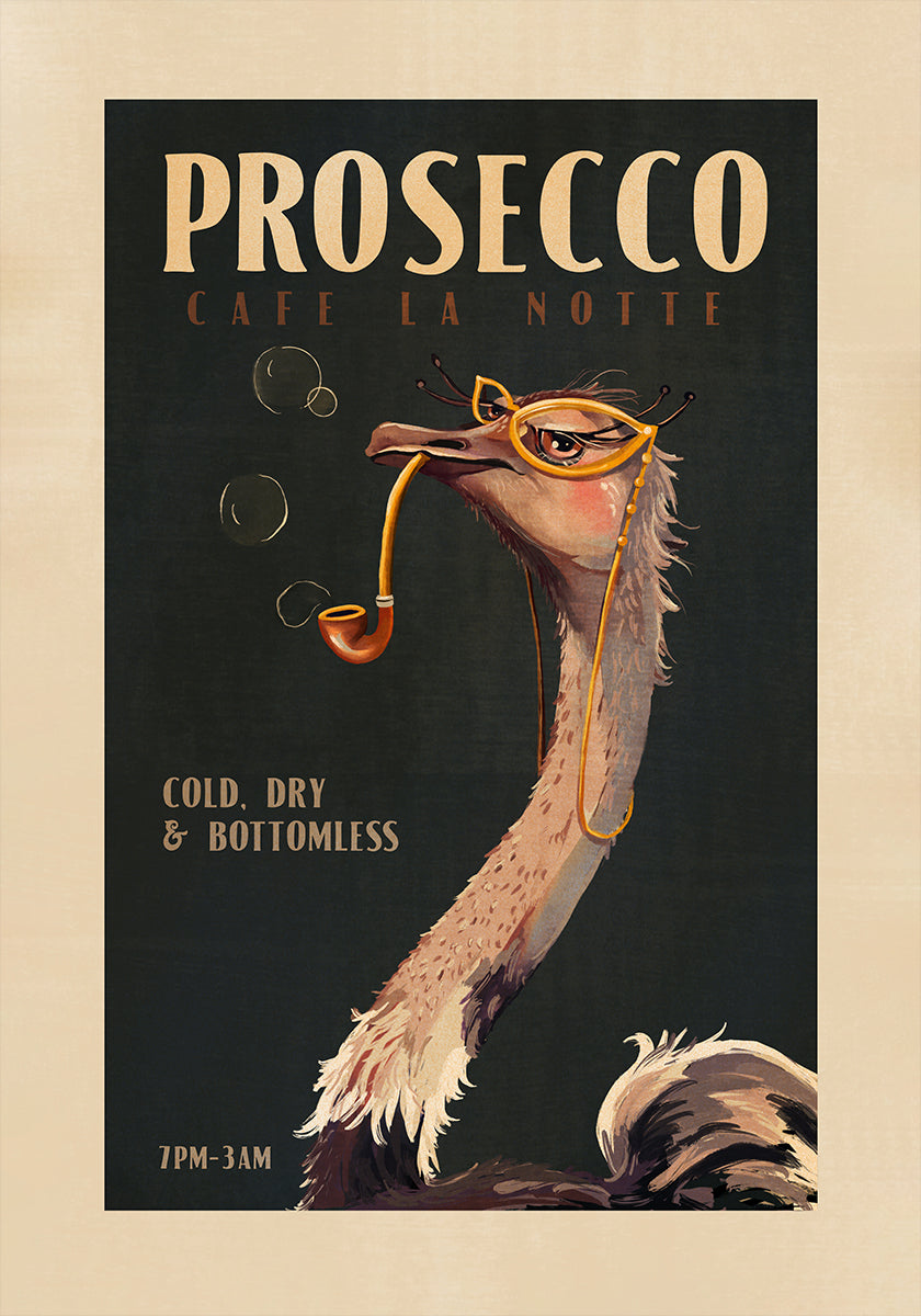 Art Deco Prosecco Wall Art Of An Ostrich Plakat - Posterbox