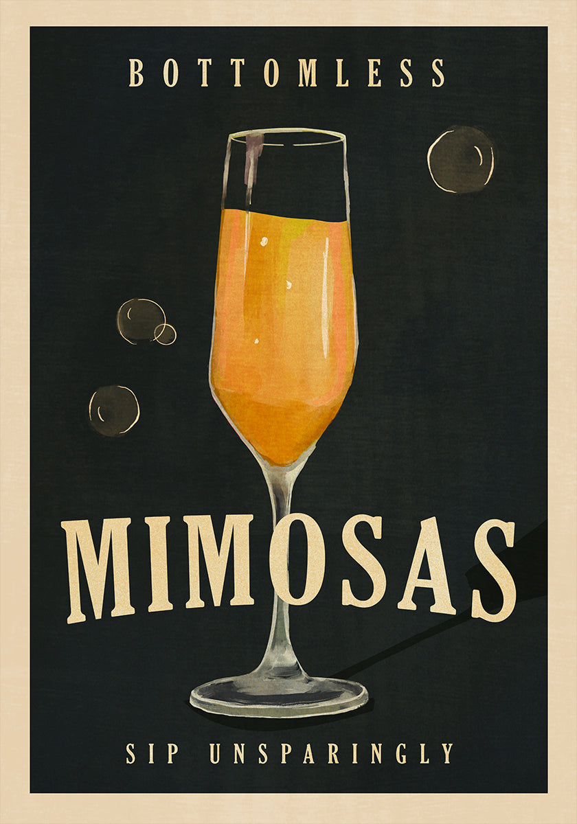 Bottomless Mimosas Art Deco Cocktail Bar Art Plakat - Posterbox