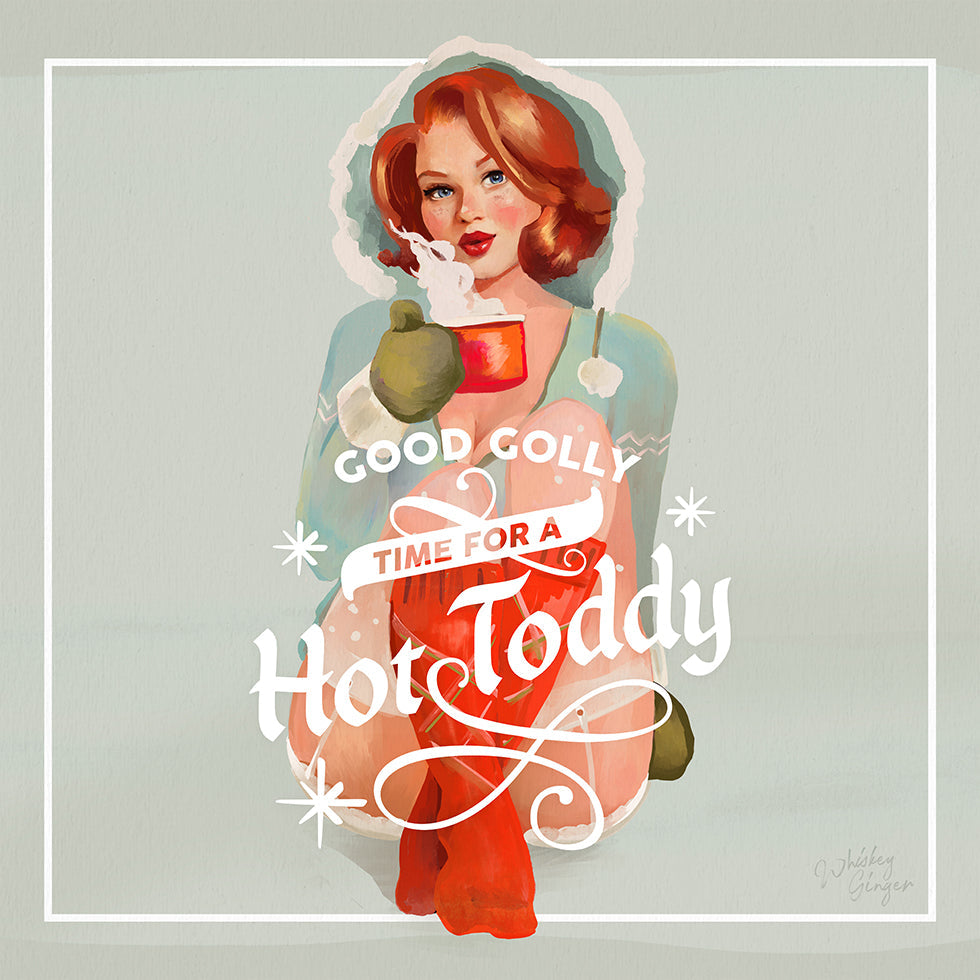 Hot Toddy Redhead Vintage Winter Cocktail Art Plakat - Posterbox