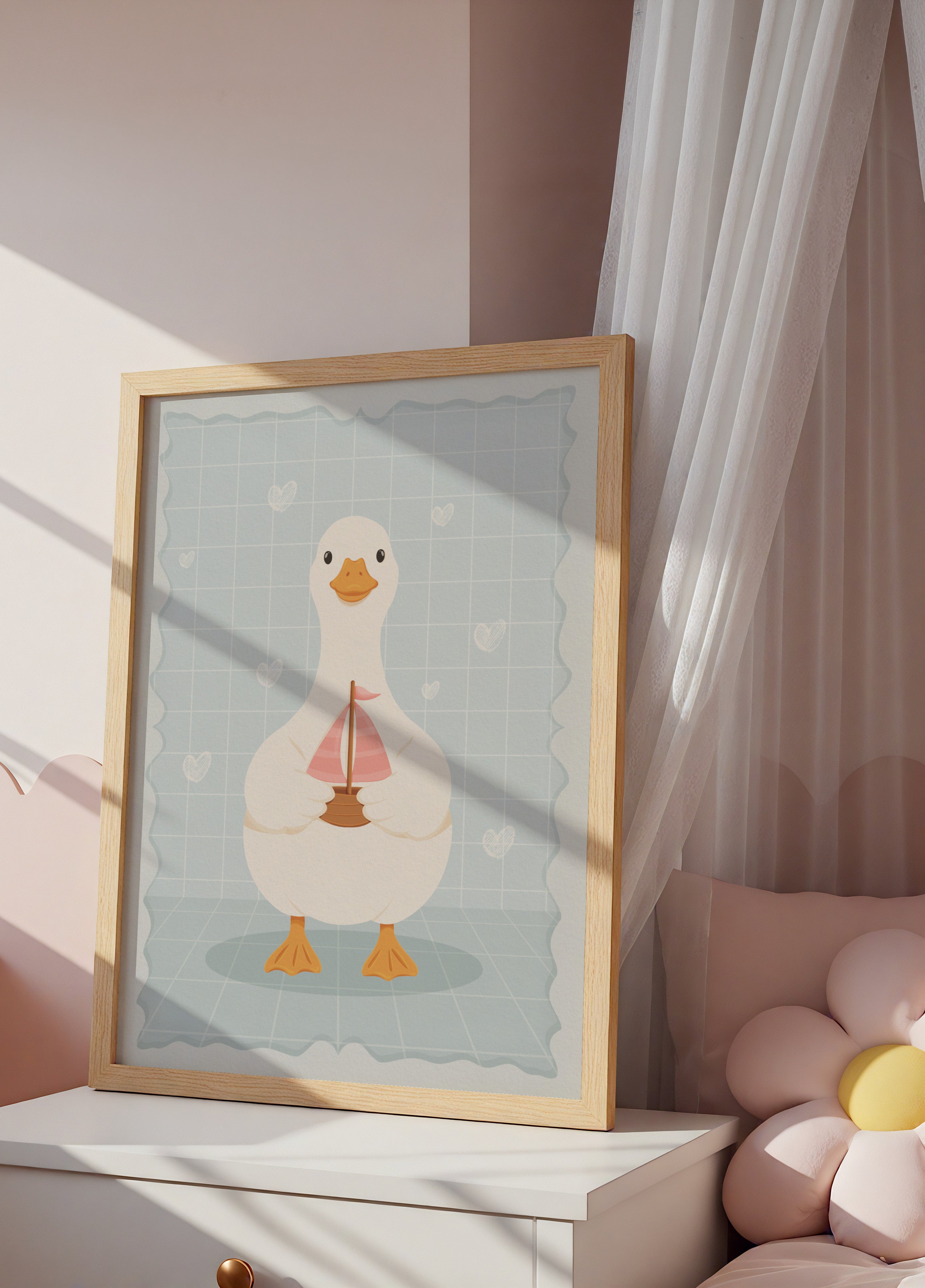 Süße Gans mit Segelboot