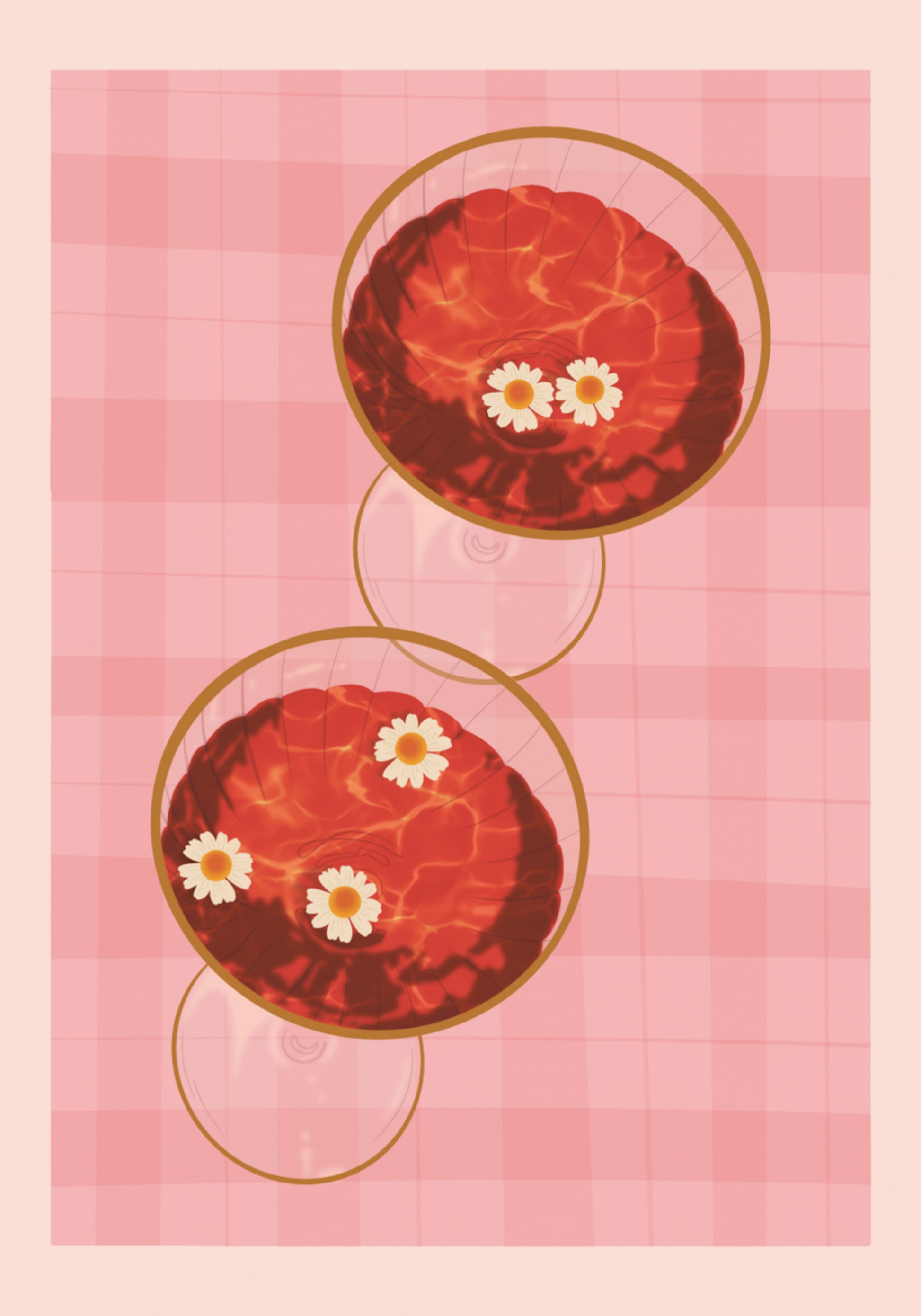 Rosa Getränke mit Gänseblümchen