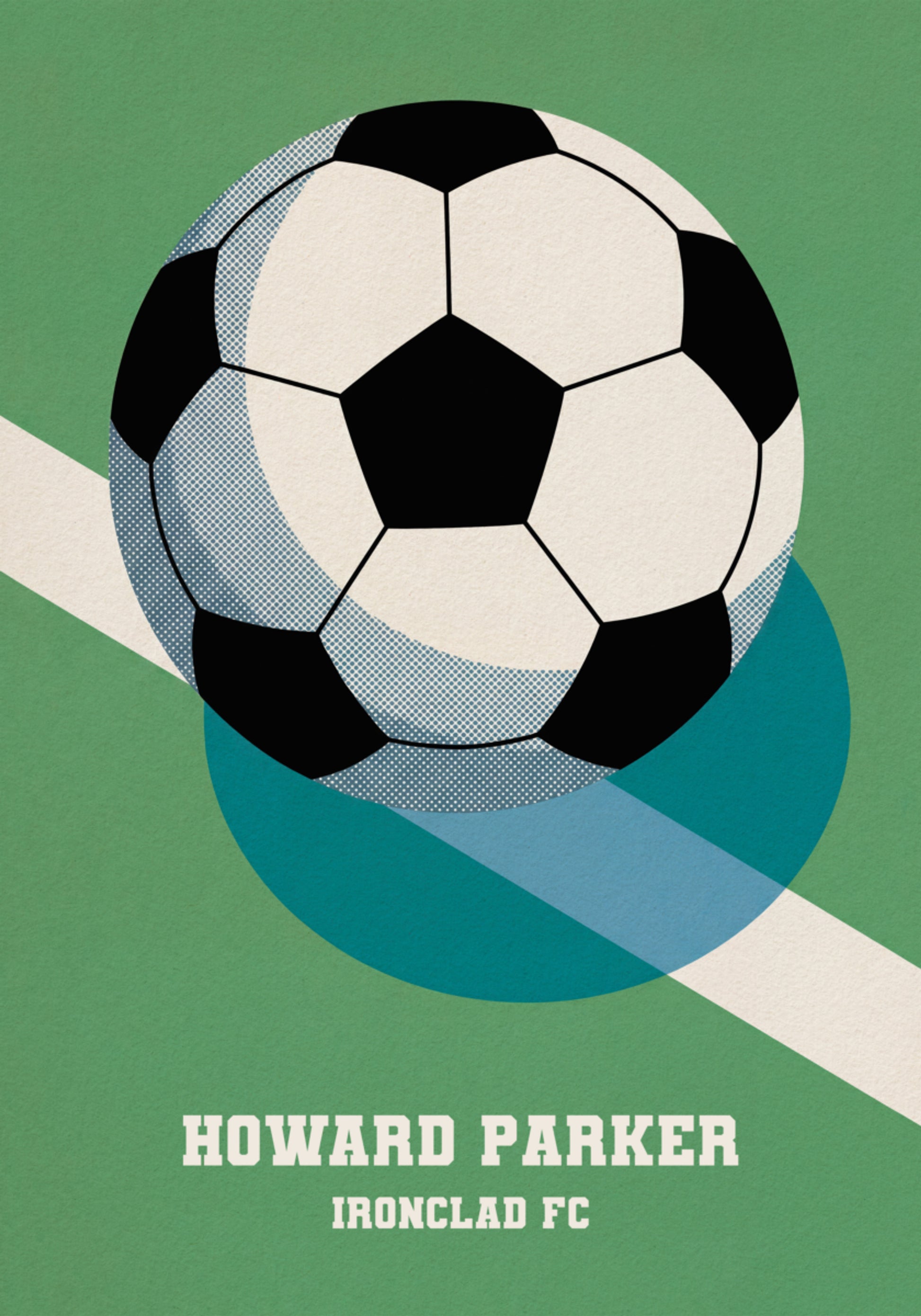 Retro-Fußballplakat mit schwarz-weißem Ball