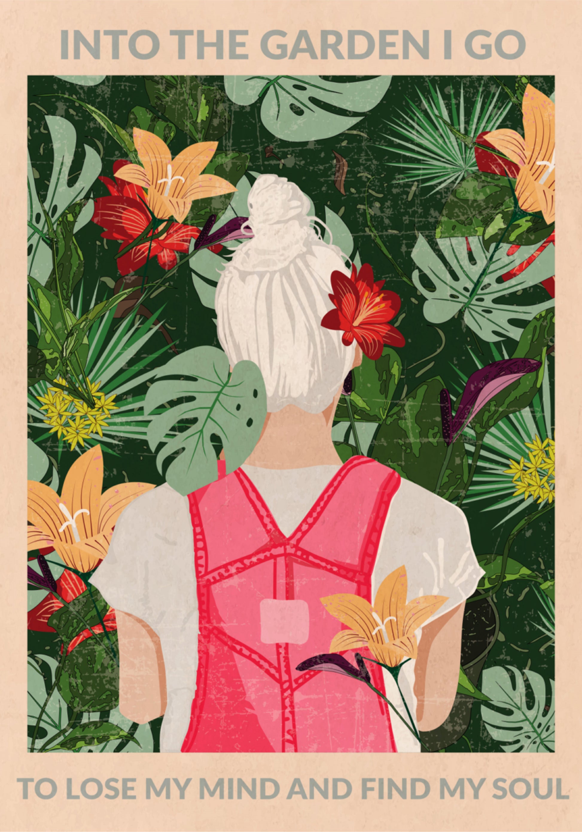 Frau im tropischen Garten