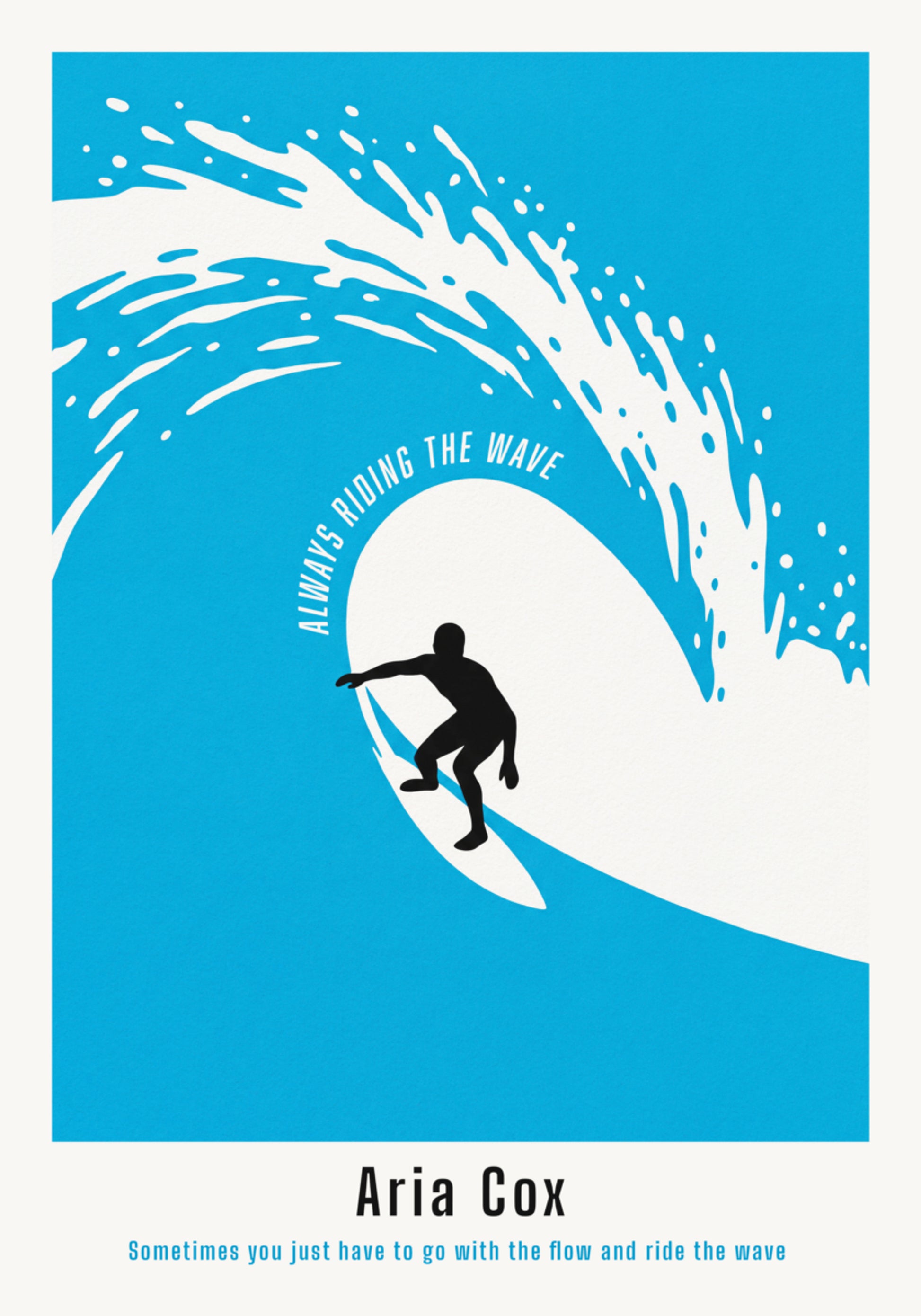 Unpersönliches Surfer-Poster einer Welle
