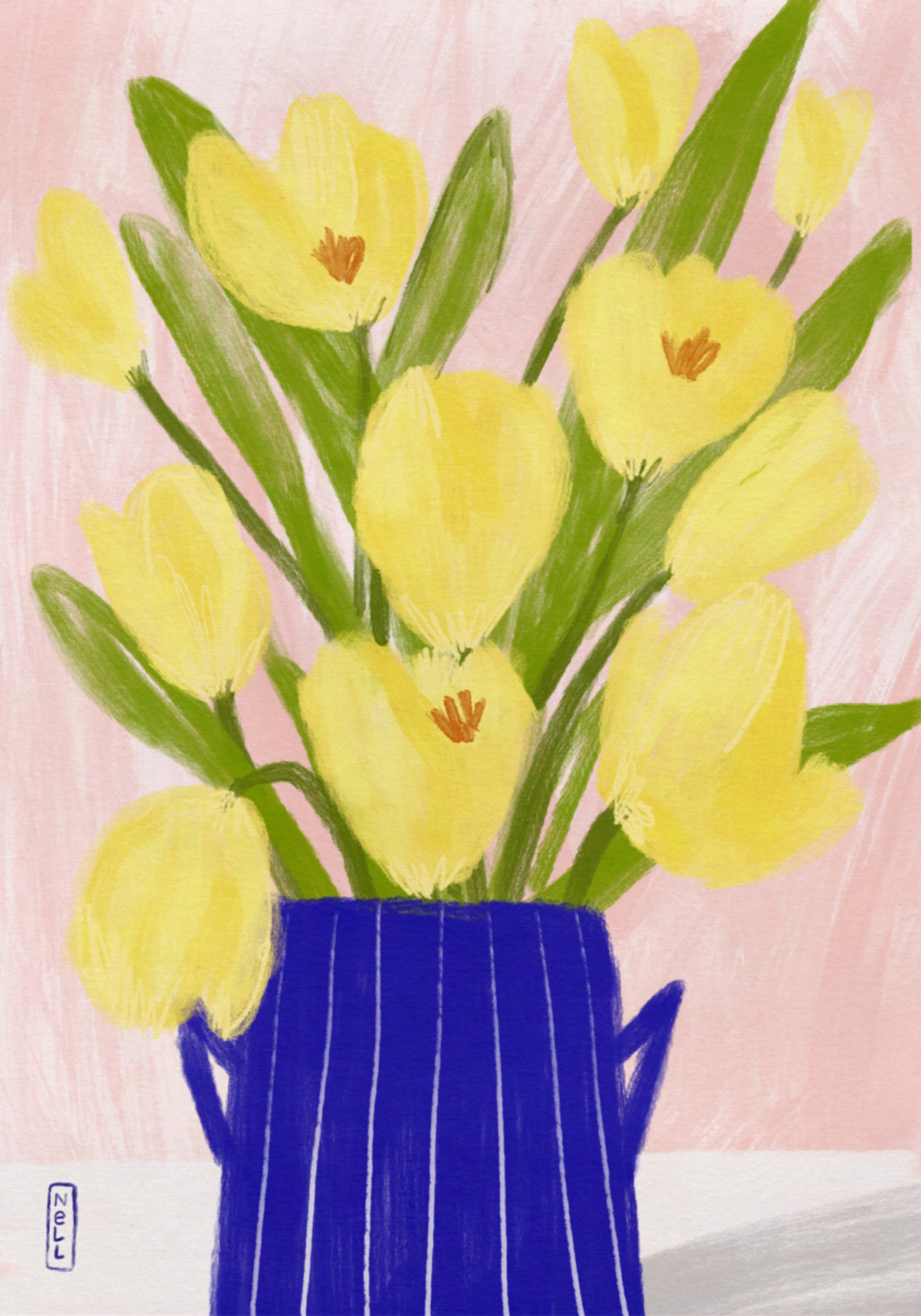 Frühlingstulpen Blaue Vase