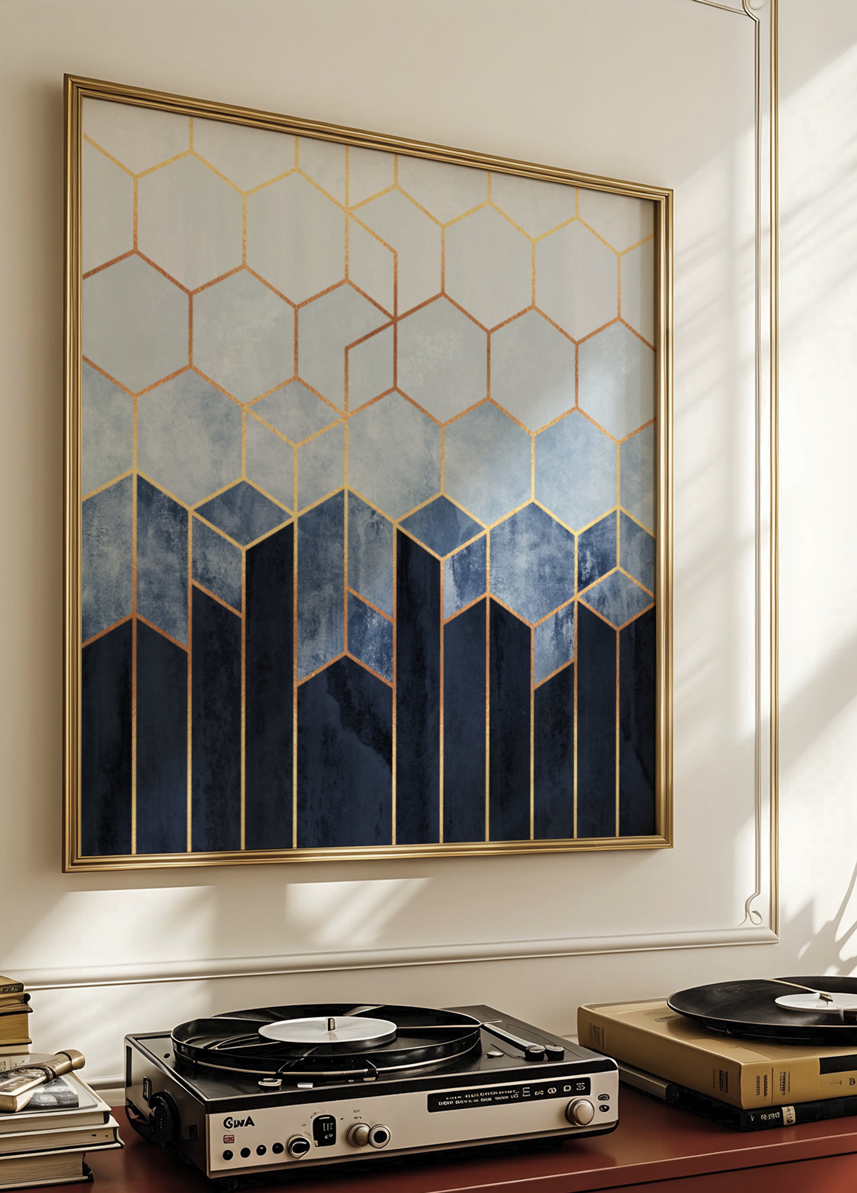 Goldblaue Sechsecke