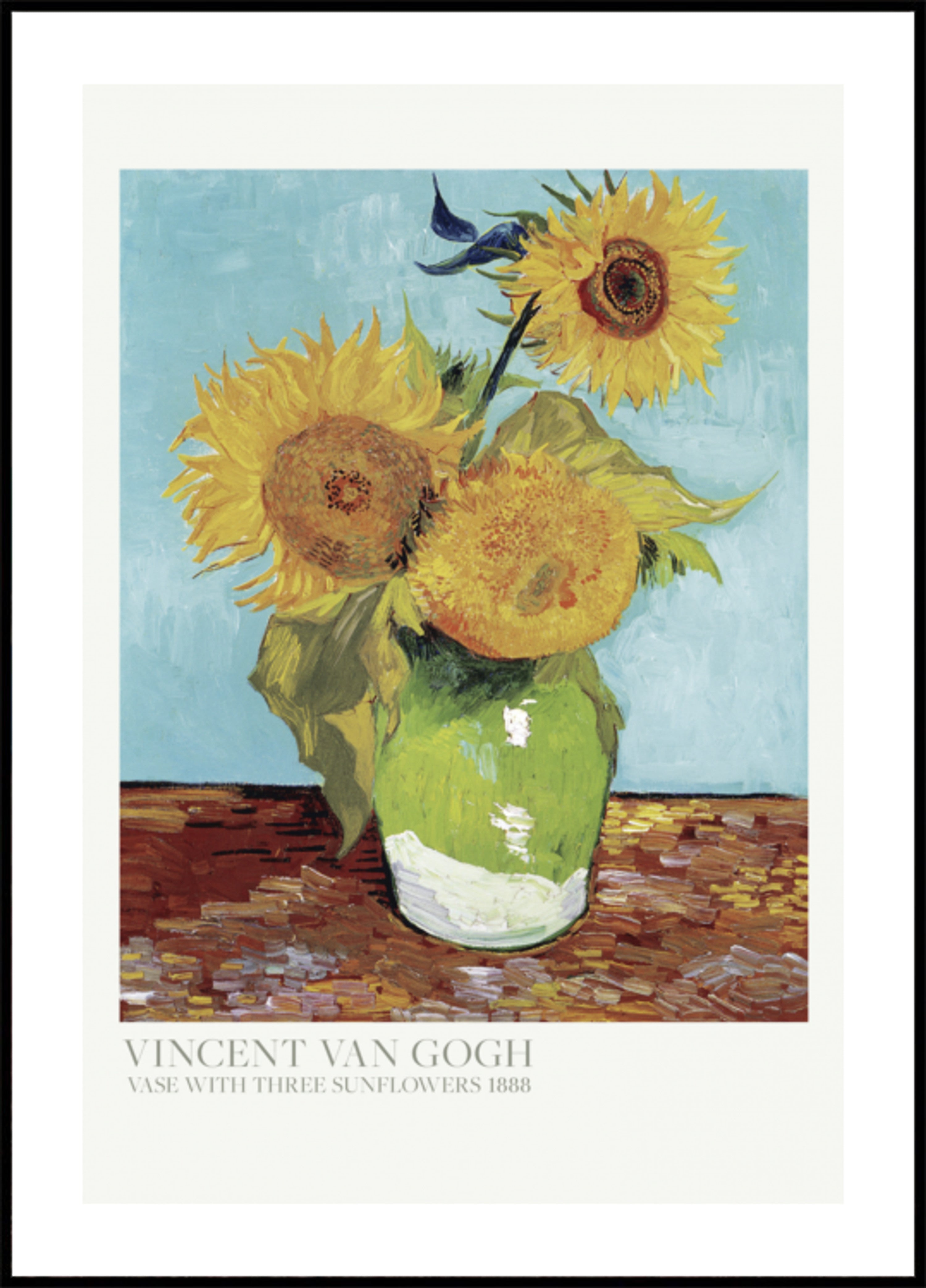 Vase mit drei Sonnenblumen