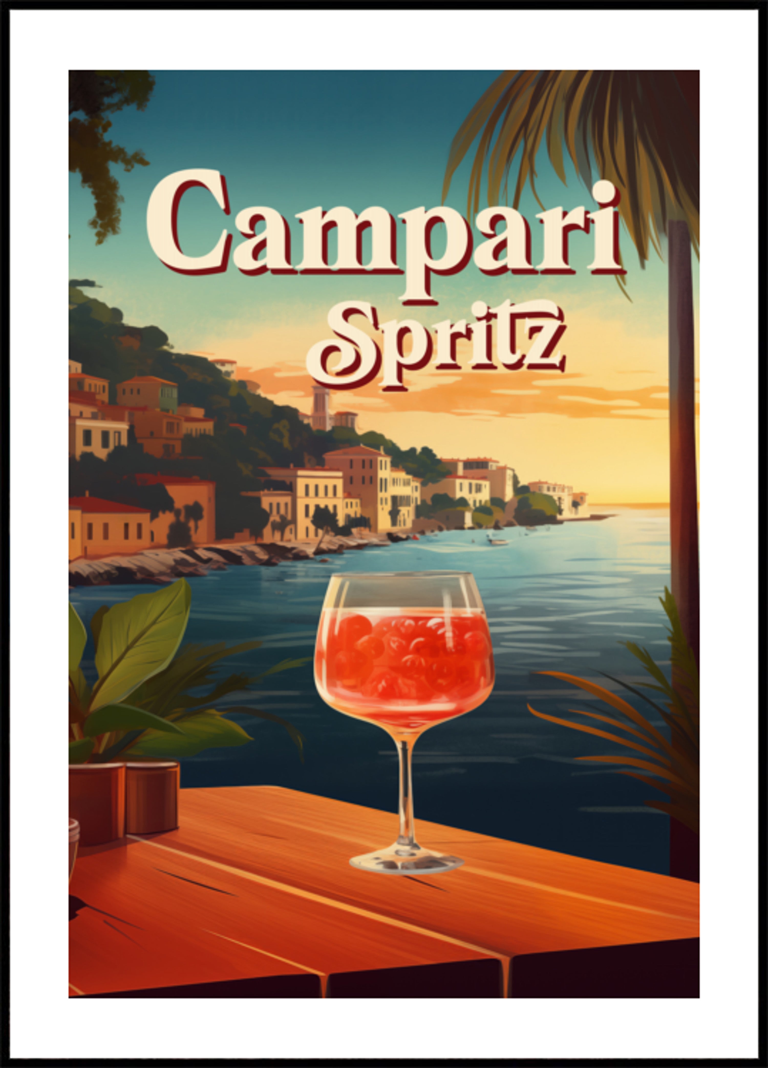 Campari Spritz Sonnenuntergang am Meer