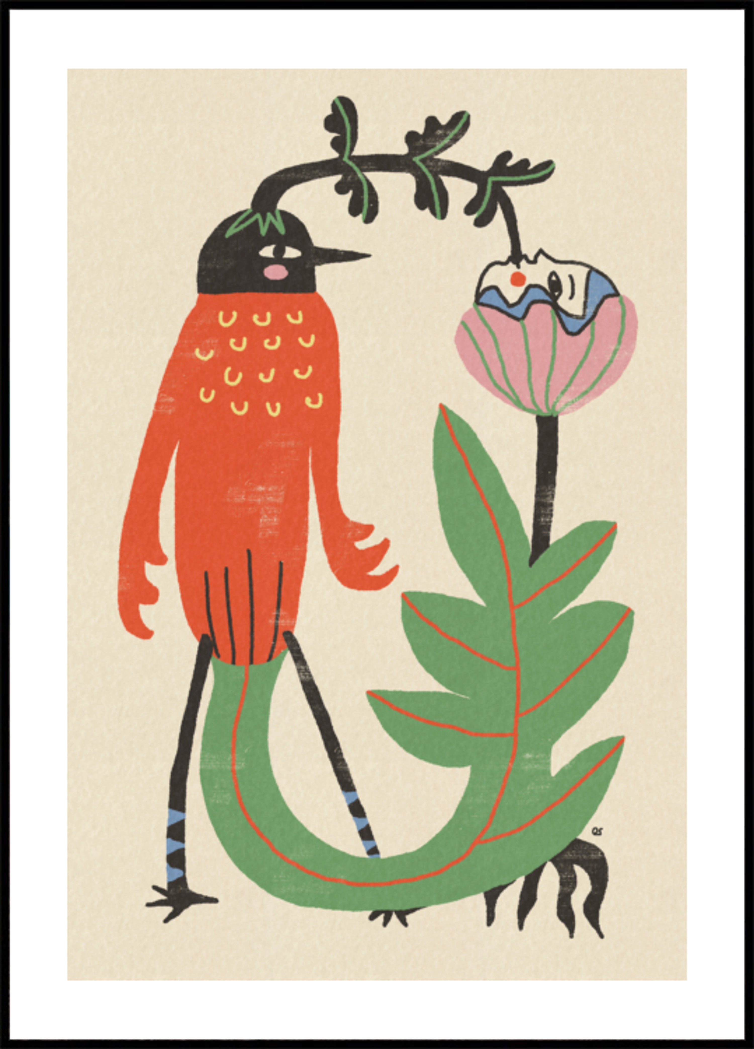 Wunderlicher Vogel und Blume