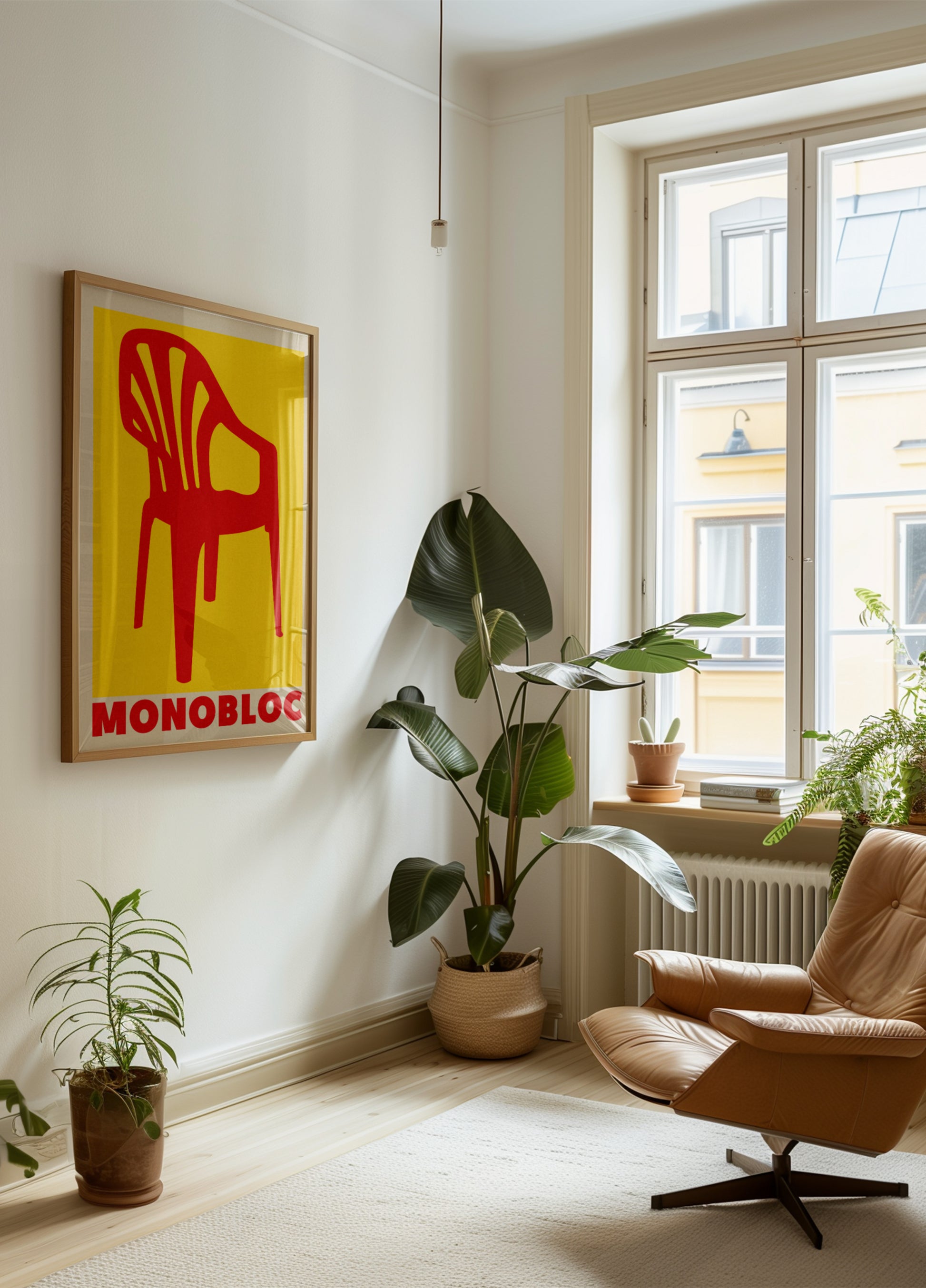 Roter Monoblock-Stuhl