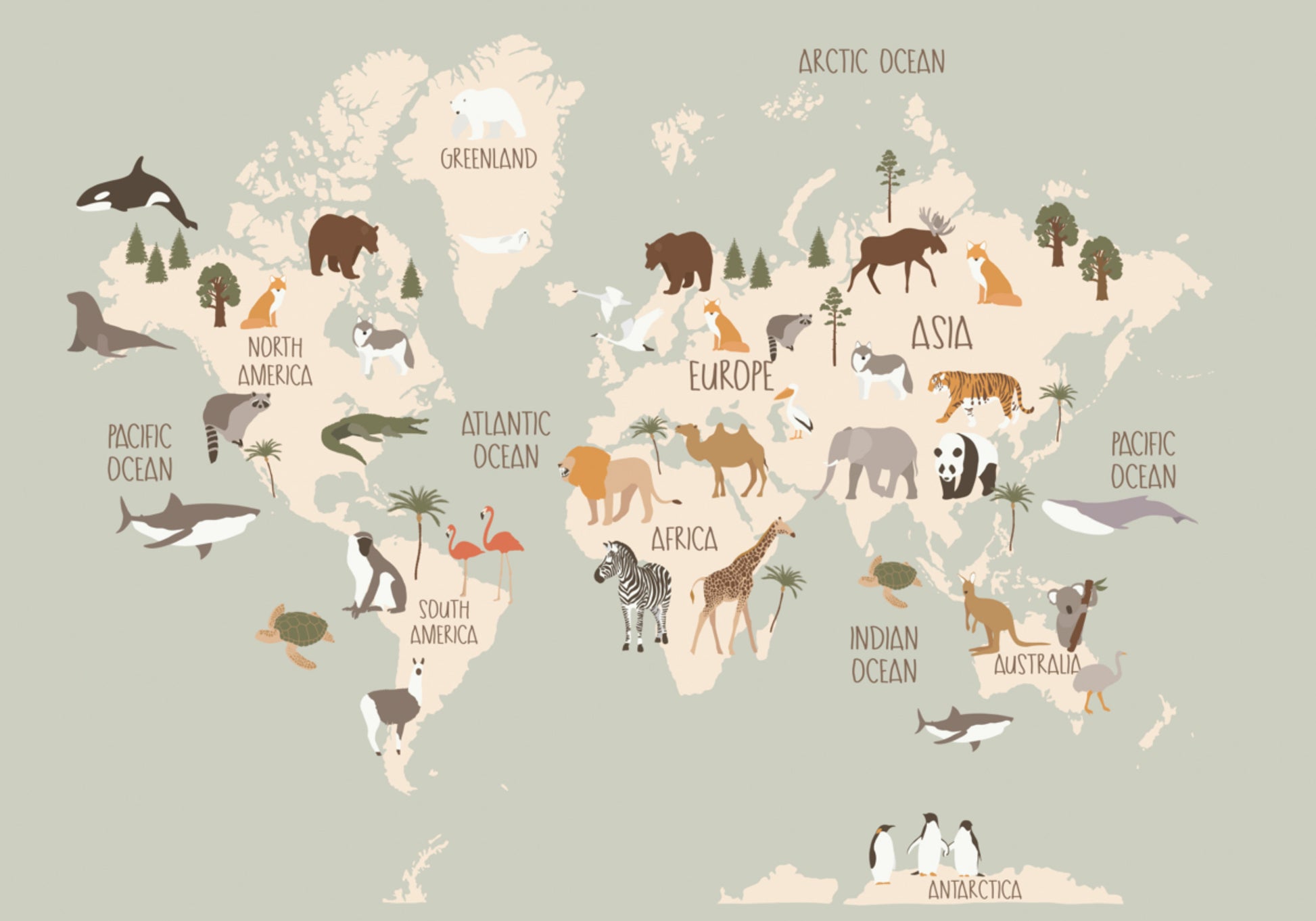 Weltkarte der Wildtiere