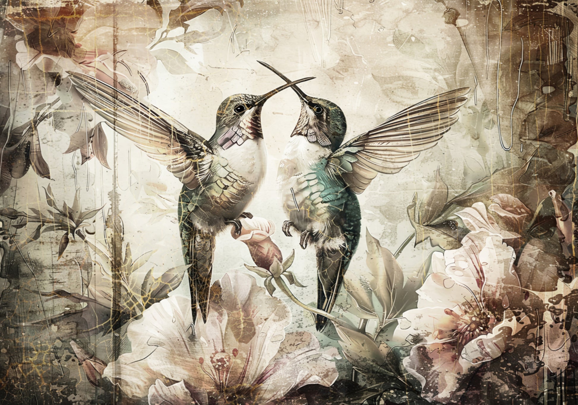 Romantische Kolibri-Umarmung